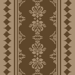 elegant damask pattern wallpaper in style of Baroque. Seamless vector background. light brown floral ornament. Graphic pattern for fabric,carpet,wallpaper,packaging. Ornate Damask flower ornament.