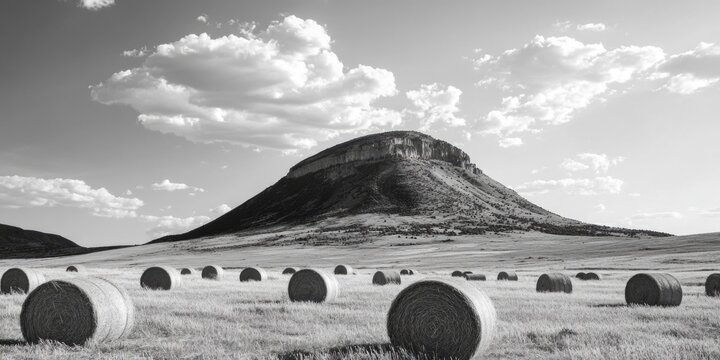 Hay bales in field