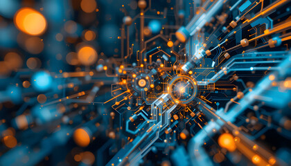 Abstract Technical Background &ndash; Futuristic Digital Design with High-Tech Elements