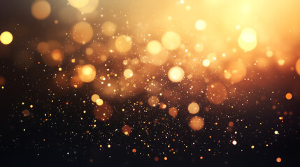 Golden Bokeh Lights with Sparkling Particles