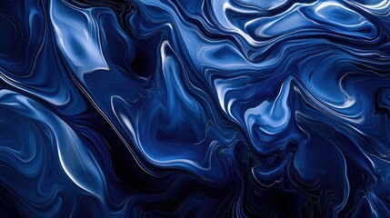 Abstract Blue Liquid Swirl Painting Deep Ocean Waves Texture Background Design