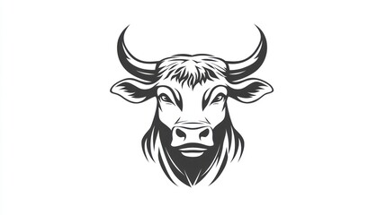 Obraz premium Bull head, strong, white background, graphic design, logo