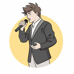 man is singing at an event vector  illustration
