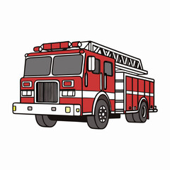 Fire Truck coloring page line art  outline vector  illustration