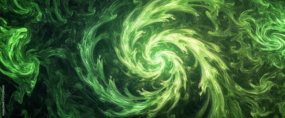 Poster Abstract swirling green and yellow pattern, creating a dynamic and energetic visual texture, showcasing movement and fluidity, ideal for design backgrounds