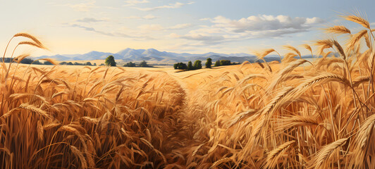 Melted Wheat field art, ai generative
