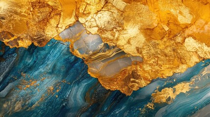 Abstract Gold and Teal Marble Texture Background Image Luxurious Design Element Modern Art