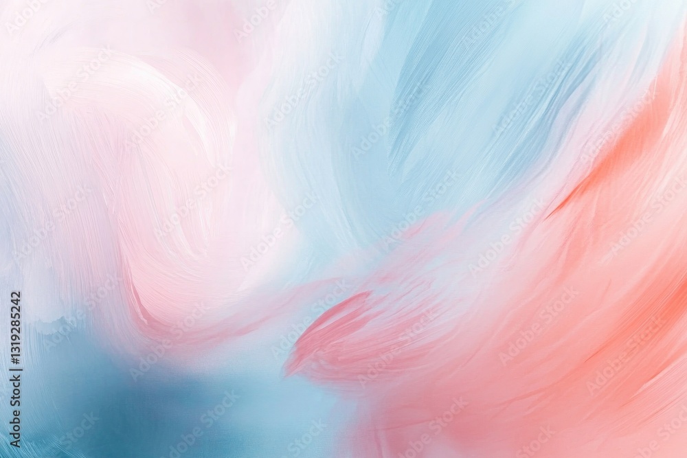 Poster artistic abstract featuring fluid pastel strokes and circular patterns resembling easter eggs comple