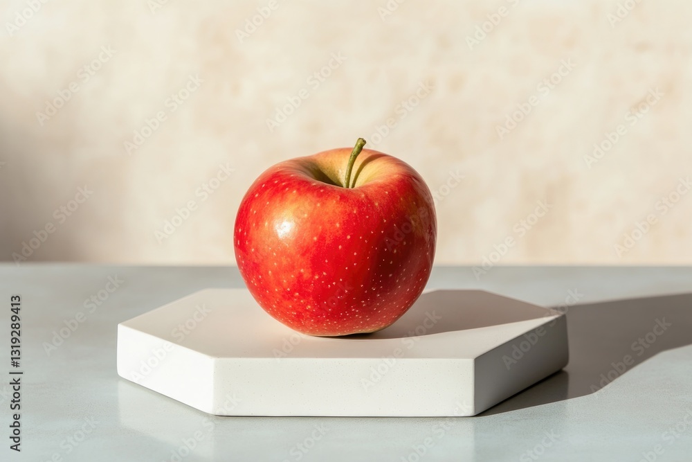 Aufkleber clean and minimalistic composition of single on geometric white plate placed at center with ample co