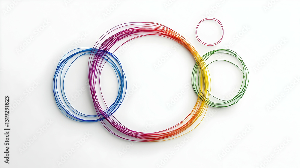 Aufkleber overlapping colorful circles on white background depicting connection and modern geometric design
