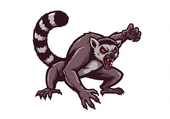 Angry Lemur Pixel Art Illustration © loc