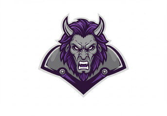 Angry Purple and Gray Demon Head Pixel Art