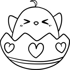 Chicken With Easter Egg Shell Outline