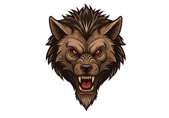 Ferocious Brown Werewolf Head Pixel Art Illustration