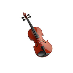 Fototapeta premium Elegant brown violin with strings and black accents, set against a dark background. A symbol of classical music and artistry.