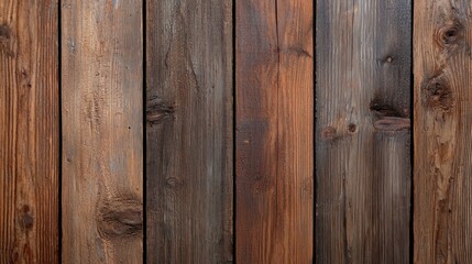 Obraz premium Rustic wooden planks background with varied texture and natural wood colors.