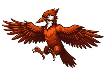Obraz premium Fierce Red Pixel Art Woodpecker in Flight