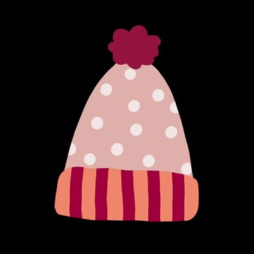 Animated cute winter woolen hat with a soft knitted texture and fluffy pom-pom, showcasing warmth and seasonal style.
