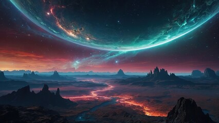 A Cosmic Journey Across a Vibrant Alien World