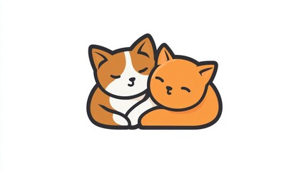 Two cartoon pets hugging lovingly on a white background, showing affection in an embrace