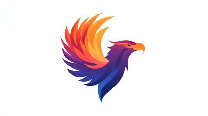 Obraz premium Colorful stylized eagle bird logo design on a white background, symbolizing flight, success, and power for branding