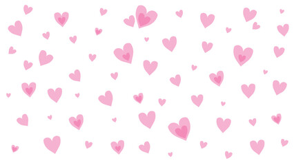 Cute white background with pink hearts, love pattern, Happy Mothers Day pink background, love concept, collection of heart for fabric, crafting tape, wrapping paper, sticker, card
