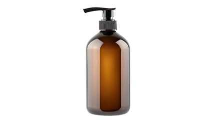 Elegant amber glass dispenser, perfect for hand soap or lotion, displayed against a sleek black background. Minimalist design meets functional sophistication.