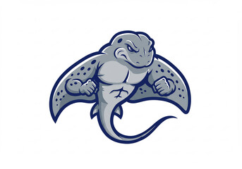 Muscular Gray Stingray Mascot Illustration