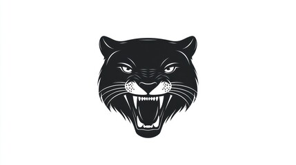 Obraz premium Roaring panther head, white background, logo design