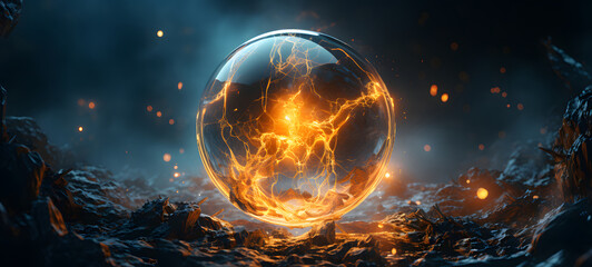 Melted energy ball art, ai generative