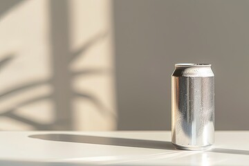 High Resolution Image of a Can of Soda on a White Surface