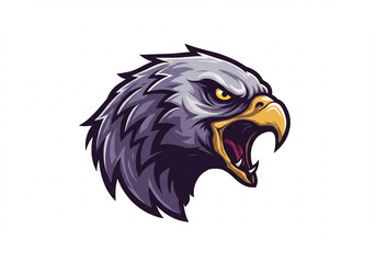 Obraz premium Pixel Art Illustration of a Majestic Purple and Grey Eagle Head