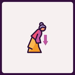 Declining Health or Economic Downturn Icon Depicting Senior Woman