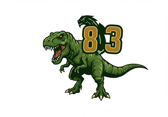 Fototapeta premium Pixel Art Tyrannosaurus Rex with Number 83 and Black Creature