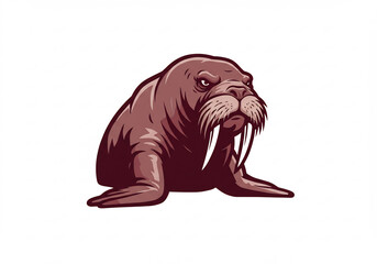 Pixel Art Walrus Illustration Brown Mammal Sitting White Background