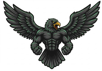 Obraz premium Powerful Black Muscular Eagle Pixel Art Illustration