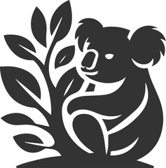 Koala sitting and playing with a leaf animal vector
