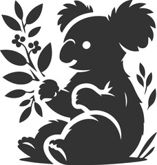 Koala sitting and playing with a leaf animal vector
