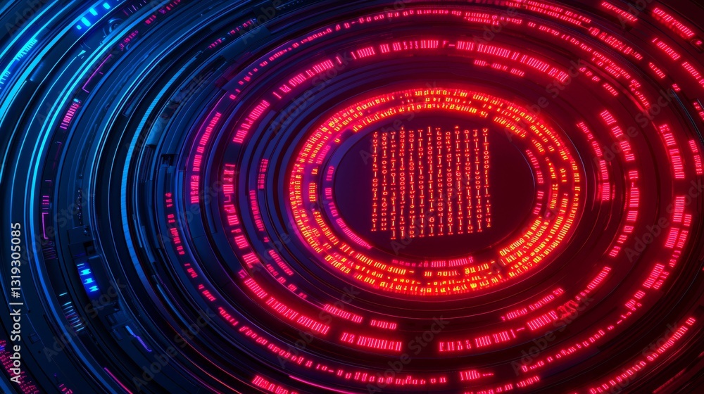 Poster futuristic technology visualization digital realm abstract design high-tech environment circular vie