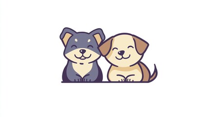 Fototapeta premium Cute cartoon puppies sitting together
