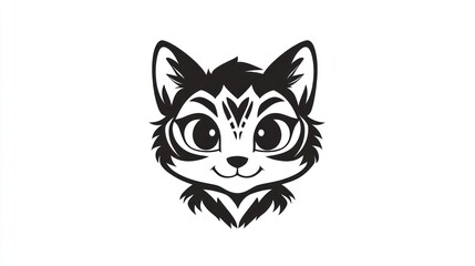 Obraz premium Cute cartoon cat face illustration