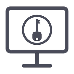 Encryption Lock Icon with Laptop for Digital Security Protection