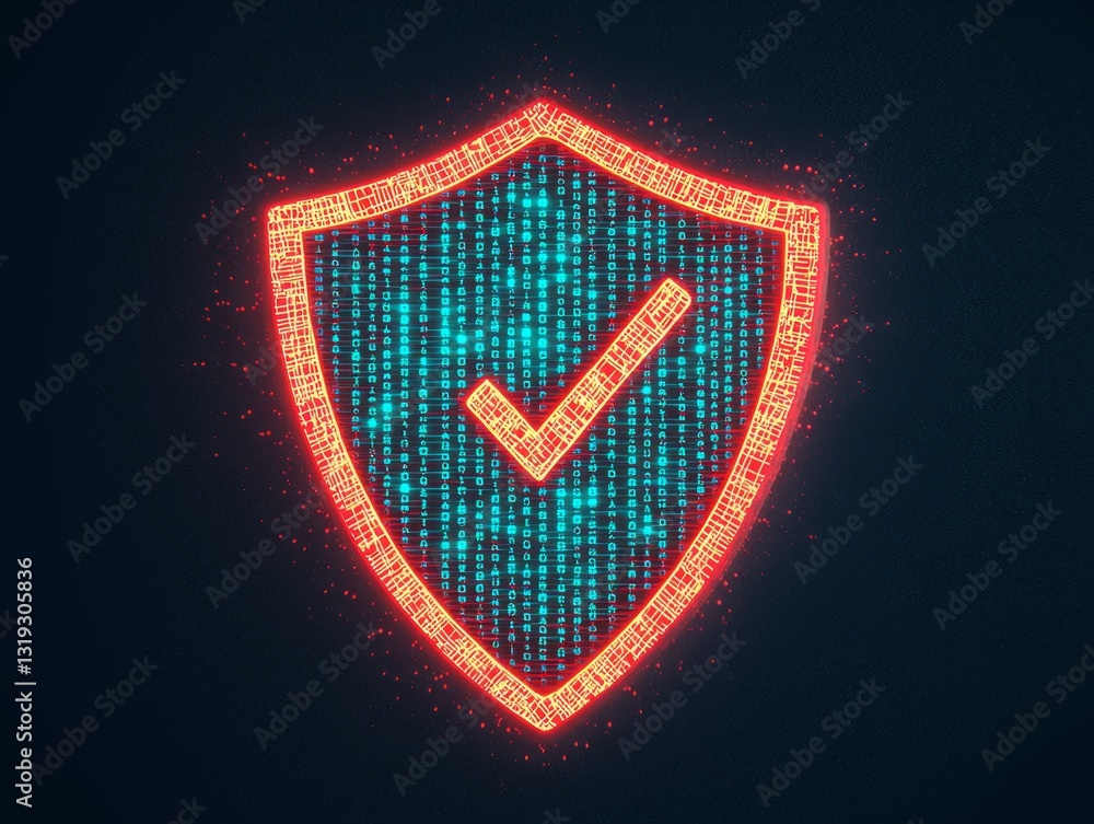 Aufkleber digital security shield cyber protection concept virtual environment graphic design data security pe
