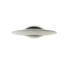 A modern UFO-shaped ceiling lamp with a white base and transparent dome. Perfect for adding a futuristic touch to any room's decor. Chic and innovative lighting design.