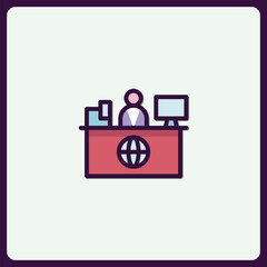 Global information reception icon displaying news or business connection