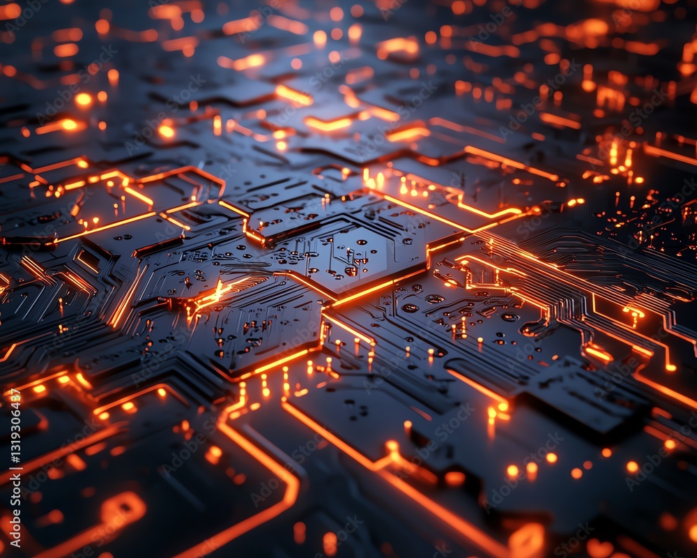 Aufkleber A dynamic digital puzzle with embedded circuits, symbolizing the integration and complexity of DevOps in a modern, technological style