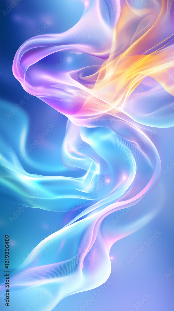 Poster delicate waves of translucent colors blend seamlessly, creating an enchanting visual experience. the
