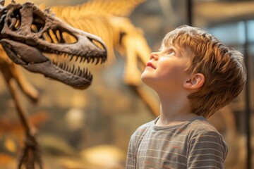 Curious child exploring a museum