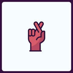 Digital illustration of hand gesturing with crossed fingers for good luck