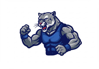 Fototapeta premium Powerful Gray Cougar Athlete Mascot Illustration
